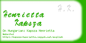 henrietta kapsza business card